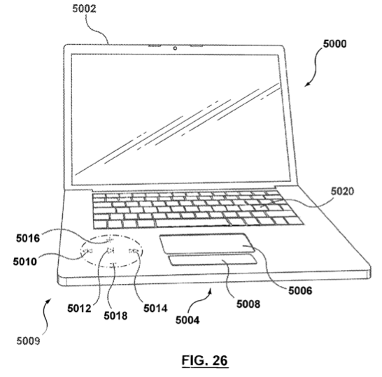 Disappearing button or slider - US 8,436,816